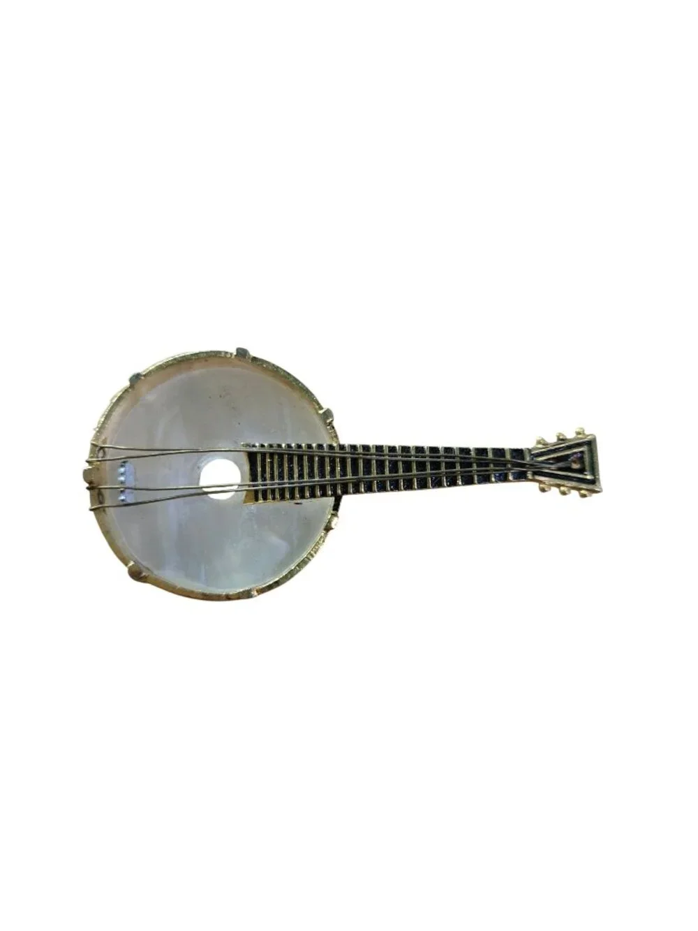 Vintage Mother Of Pearl Ornate Banjo Brooch Made In Spain Unique Music Lovers